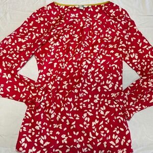 Boden Blouse Women's Red/White Size 4 Long Sleeve Loose